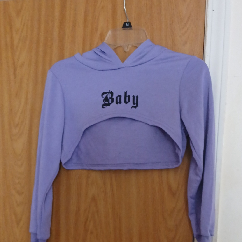 SHEIN Purple Long Sleeve Hoodie Tee